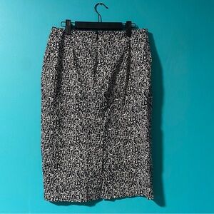 New York & Company 8 Black White Print Straight Pencil Skirt